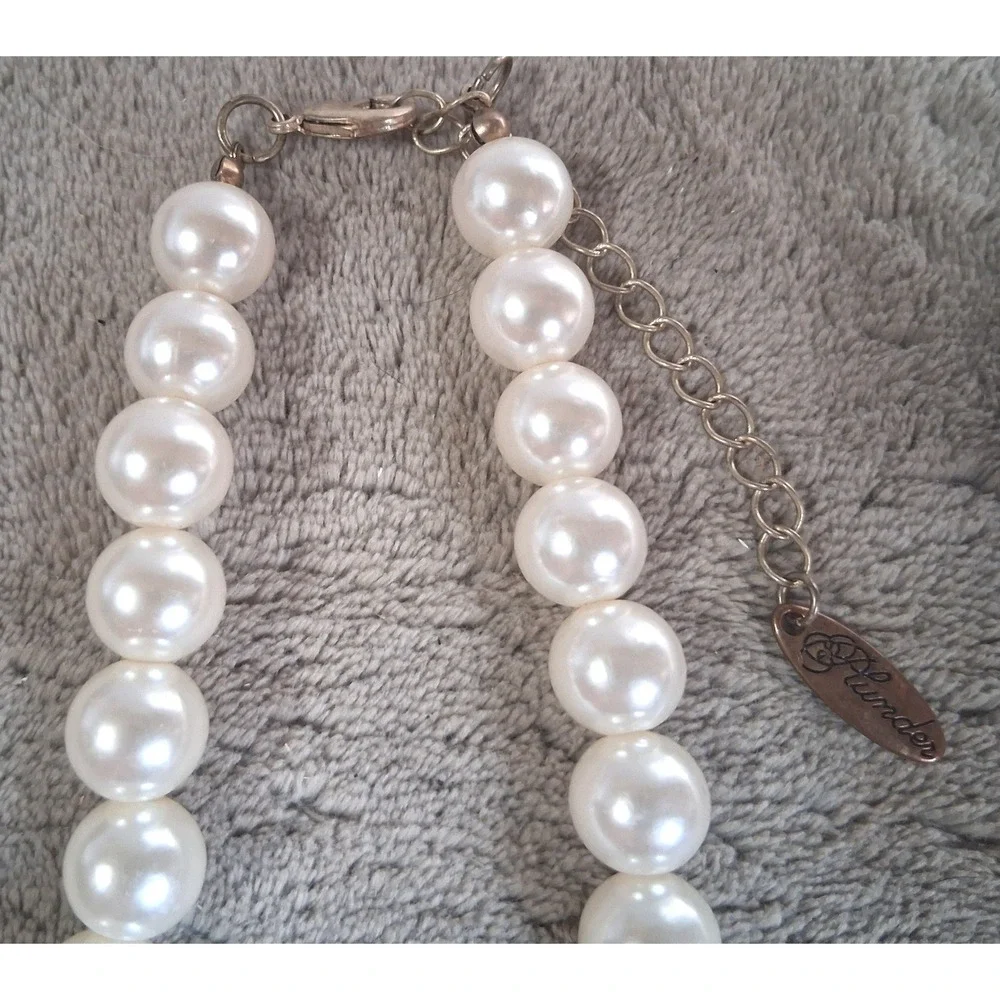 Plunder Design April 2018 Posse Statement Pearl Rhinestone Bib Necklace Earrings